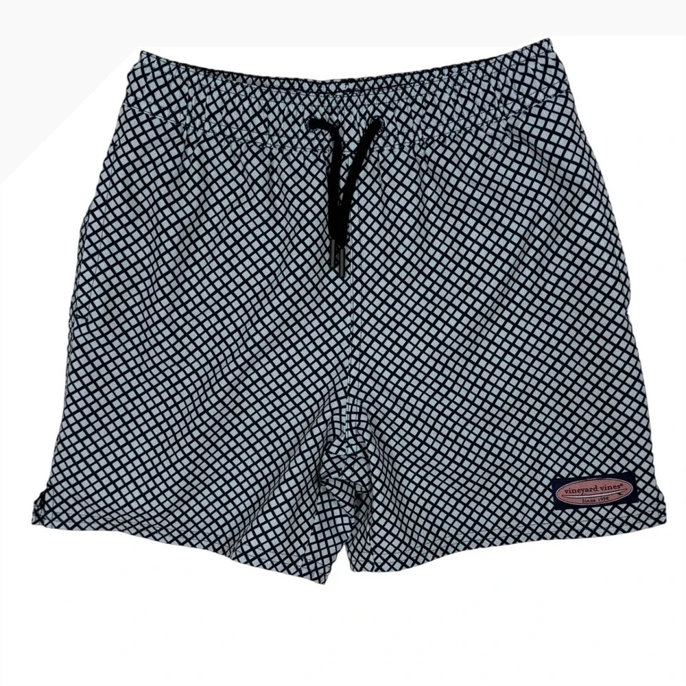 VINEYARD VINES Boys Swim Trunks Board Shorts Blue Geometric Print Size S